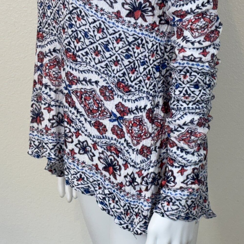 Lucky Brand Women's L Knit Top Floral Print High-Low Turtleneck‎ Split Back Boho - Picture 6 of 16